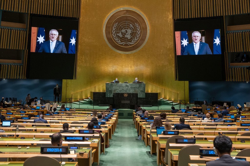 澳大利亚总理莫里森在联合国大会第76届会议上发表视频讲话